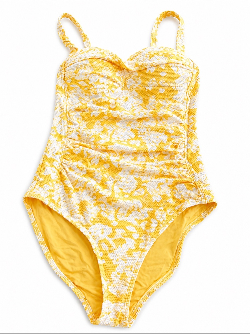 Nip Tuck Swim Yellow & White Floral One Piece Swimsuit Size 6 Multi Fit Cup